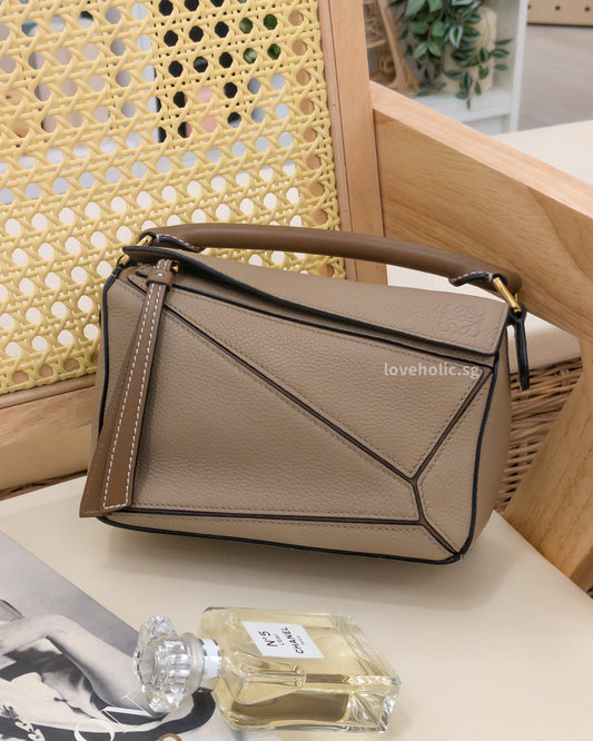 Loewe Puzzle Mini | Sand/ Mink Calfskin Gold Hardware-front