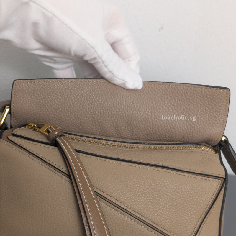 Puzzle Mini | Sand/ Mink Calfskin Gold Hardware