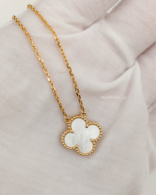 Vintage Alhambra Necklace Mother Of Pearl 18K Gold