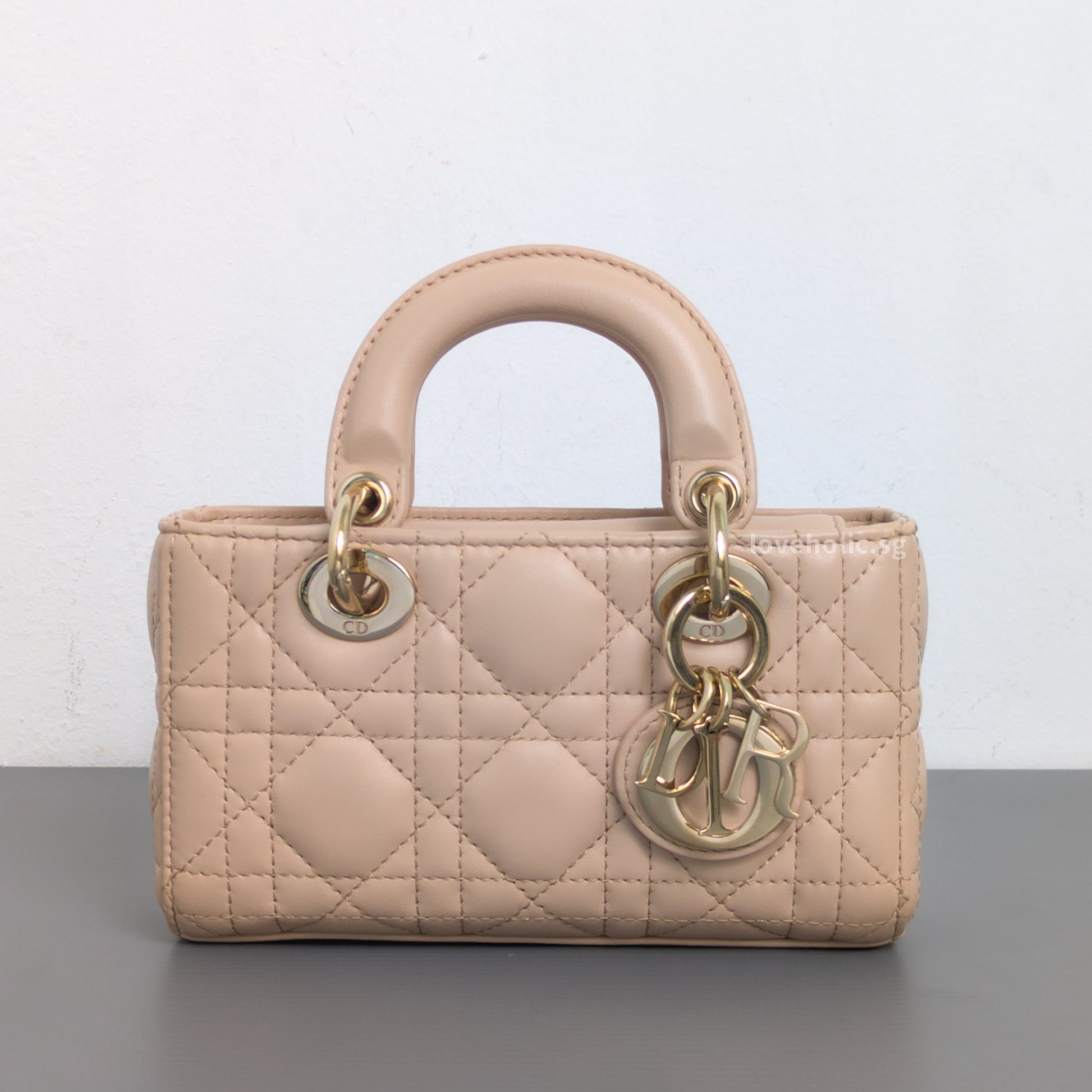 Dior Lady D-Joy Micro | Caramel Beige Lambskin Light Gold Hardware-front1
