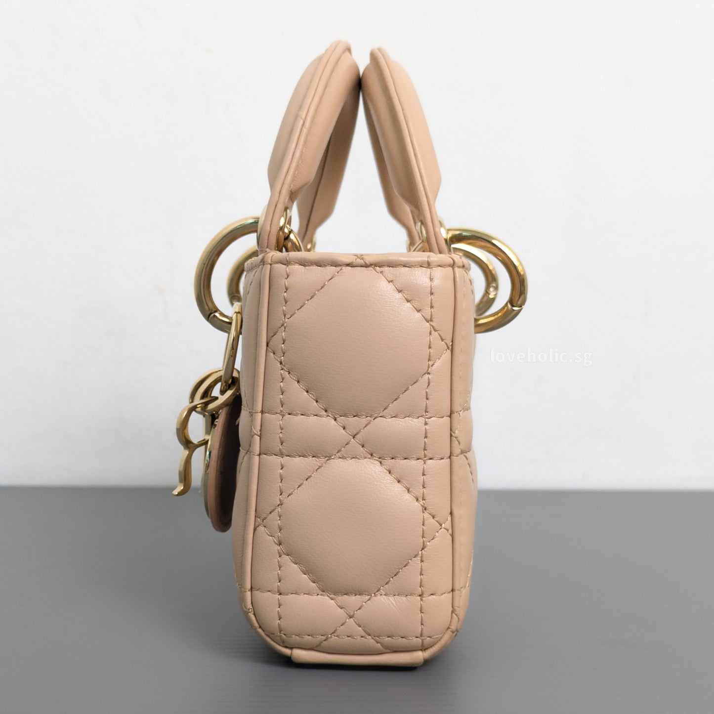 Dior Lady D-Joy Micro | Caramel Beige Lambskin Light Gold Hardware-details