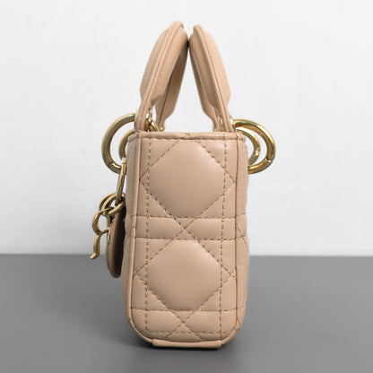 Dior Lady D-Joy Micro | Caramel Beige Lambskin Light Gold Hardware-details