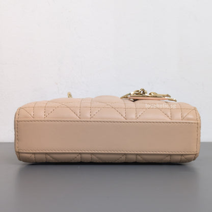 Dior Lady D-Joy Micro | Caramel Beige Lambskin Light Gold Hardware-details