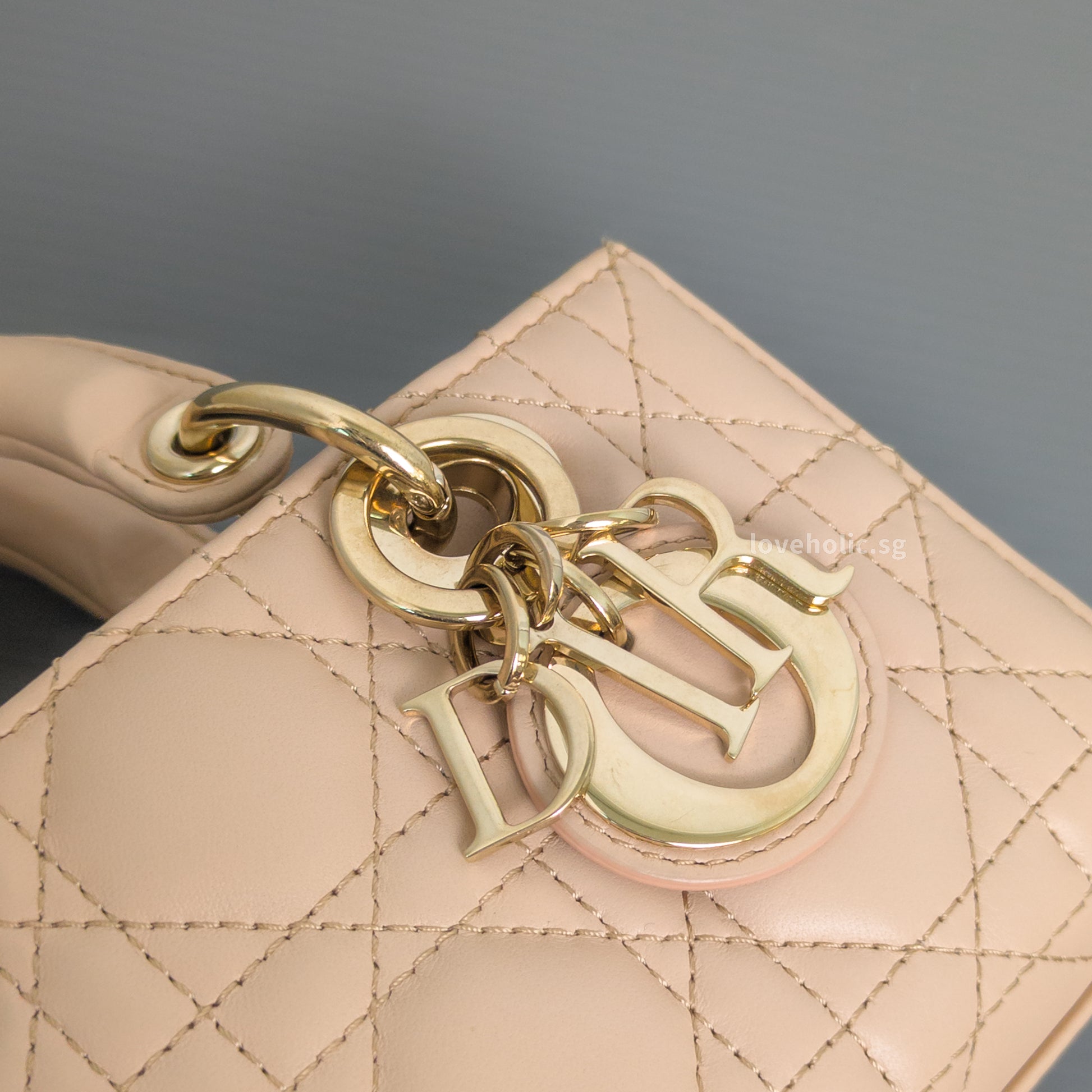 Dior Lady D-Joy Micro | Caramel Beige Lambskin Light Gold Hardware-details