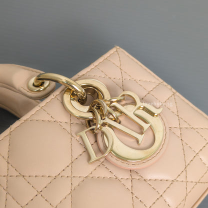 Dior Lady D-Joy Micro | Caramel Beige Lambskin Light Gold Hardware-details