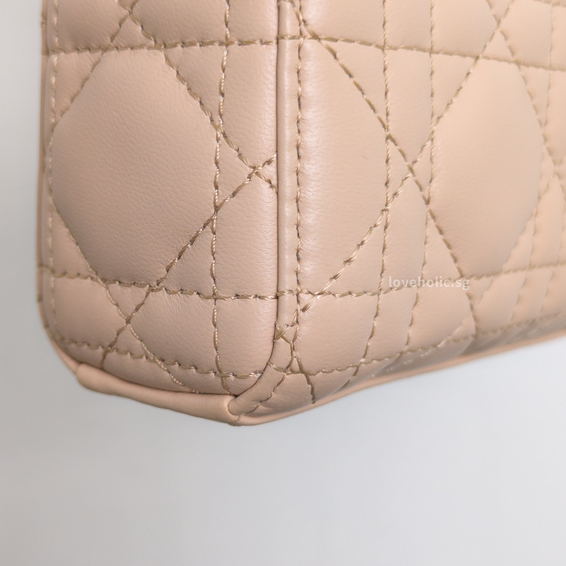 Dior Lady D-Joy Micro | Caramel Beige Lambskin Light Gold Hardware-details