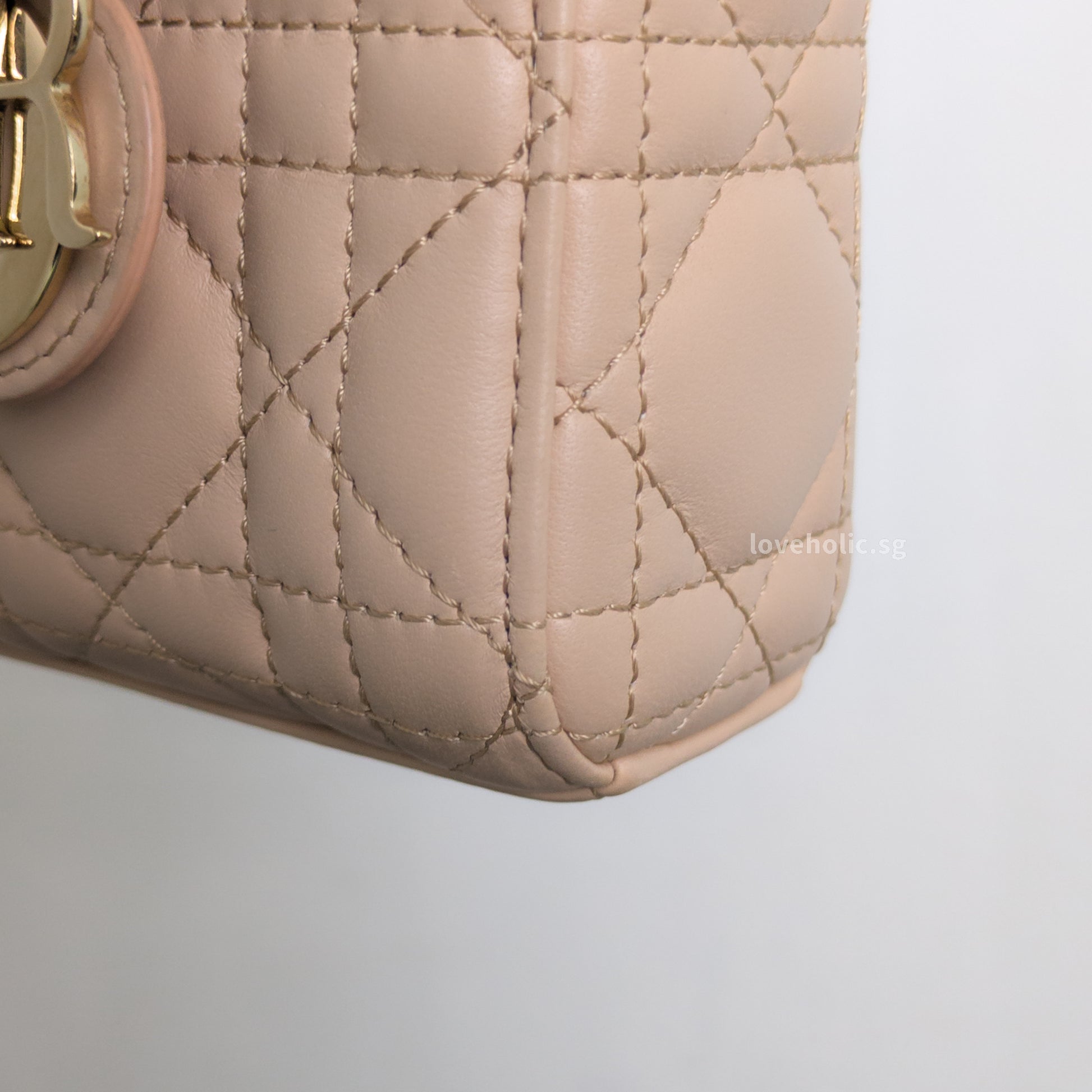 Dior Lady D-Joy Micro | Caramel Beige Lambskin Light Gold Hardware-details