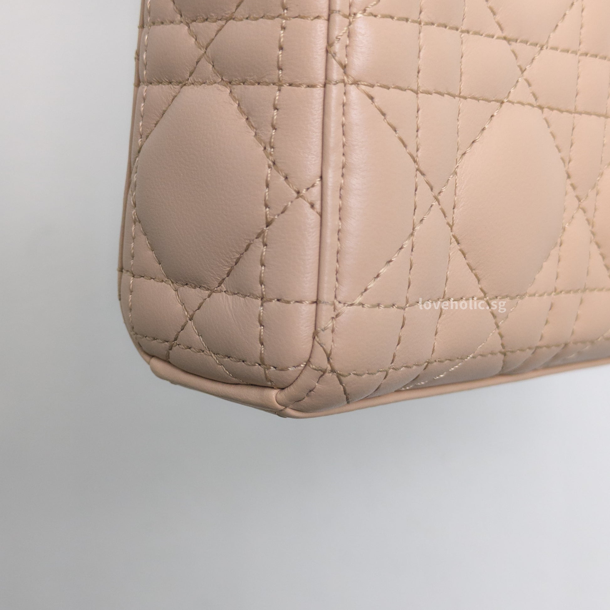 Dior Lady D-Joy Micro | Caramel Beige Lambskin Light Gold Hardware-details
