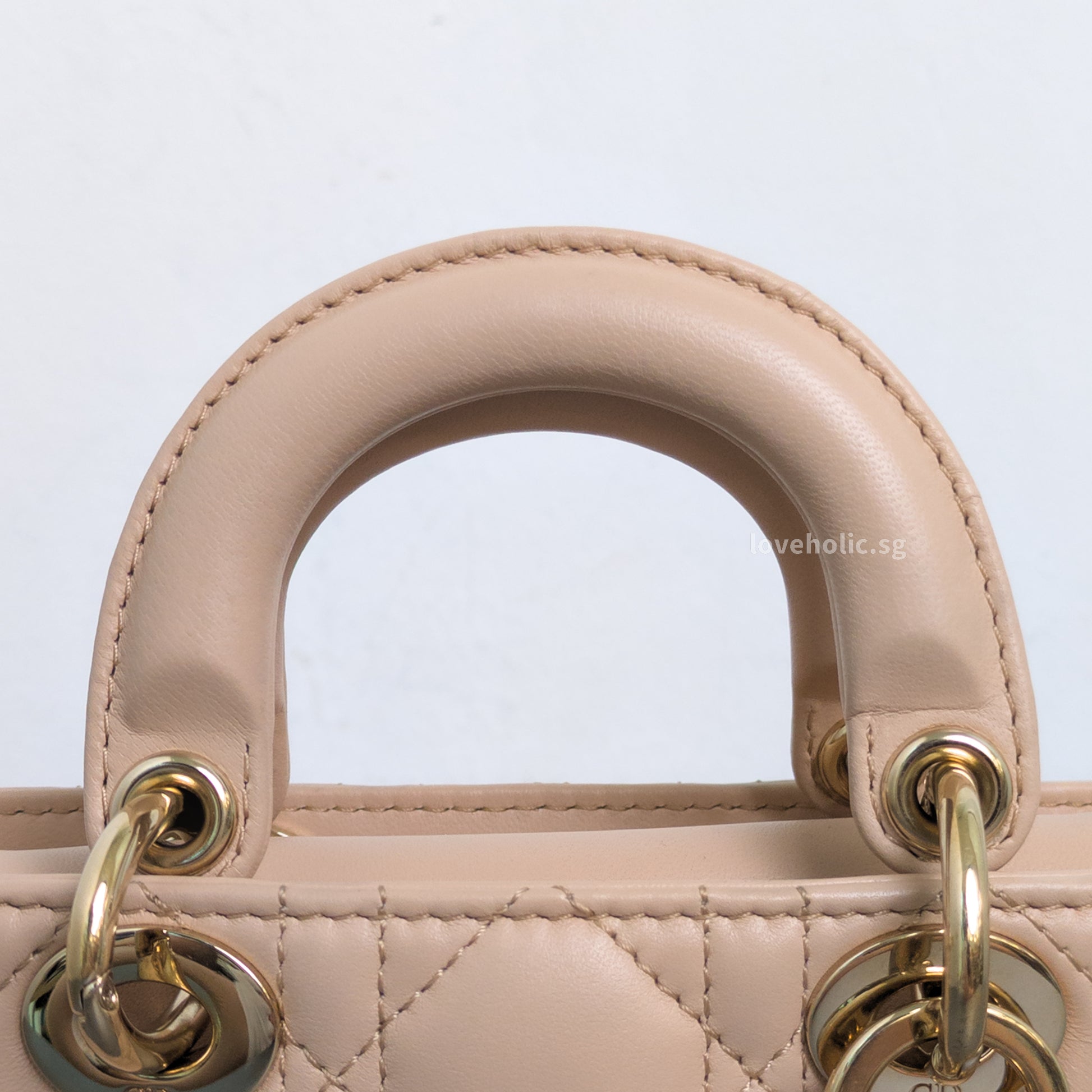 Dior Lady D-Joy Micro | Caramel Beige Lambskin Light Gold Hardware-details
