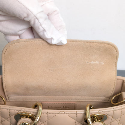 Dior Lady D-Joy Micro | Caramel Beige Lambskin Light Gold Hardware-details