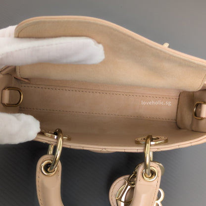 Dior Lady D-Joy Micro | Caramel Beige Lambskin Light Gold Hardware-details