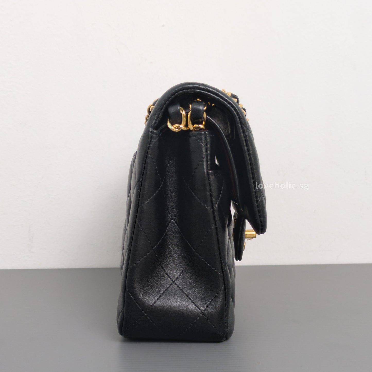 Chanel Classic Flap Small | Black Lambskin Gold Hardware-side