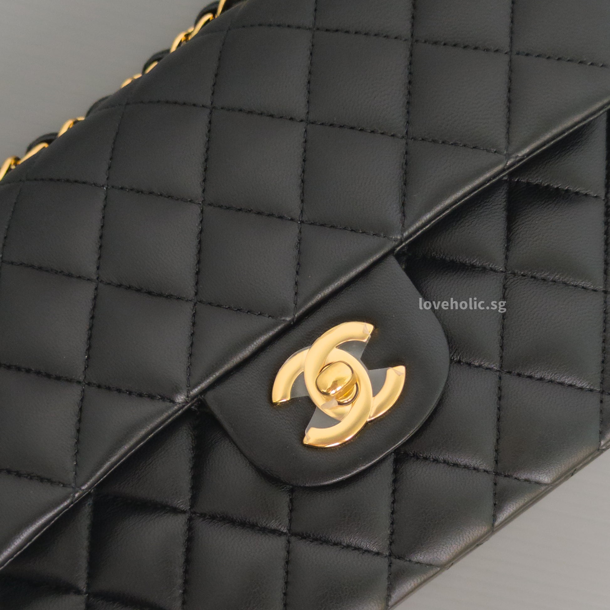 Chanel Classic Flap Small | Black Lambskin Gold Hardware-details
