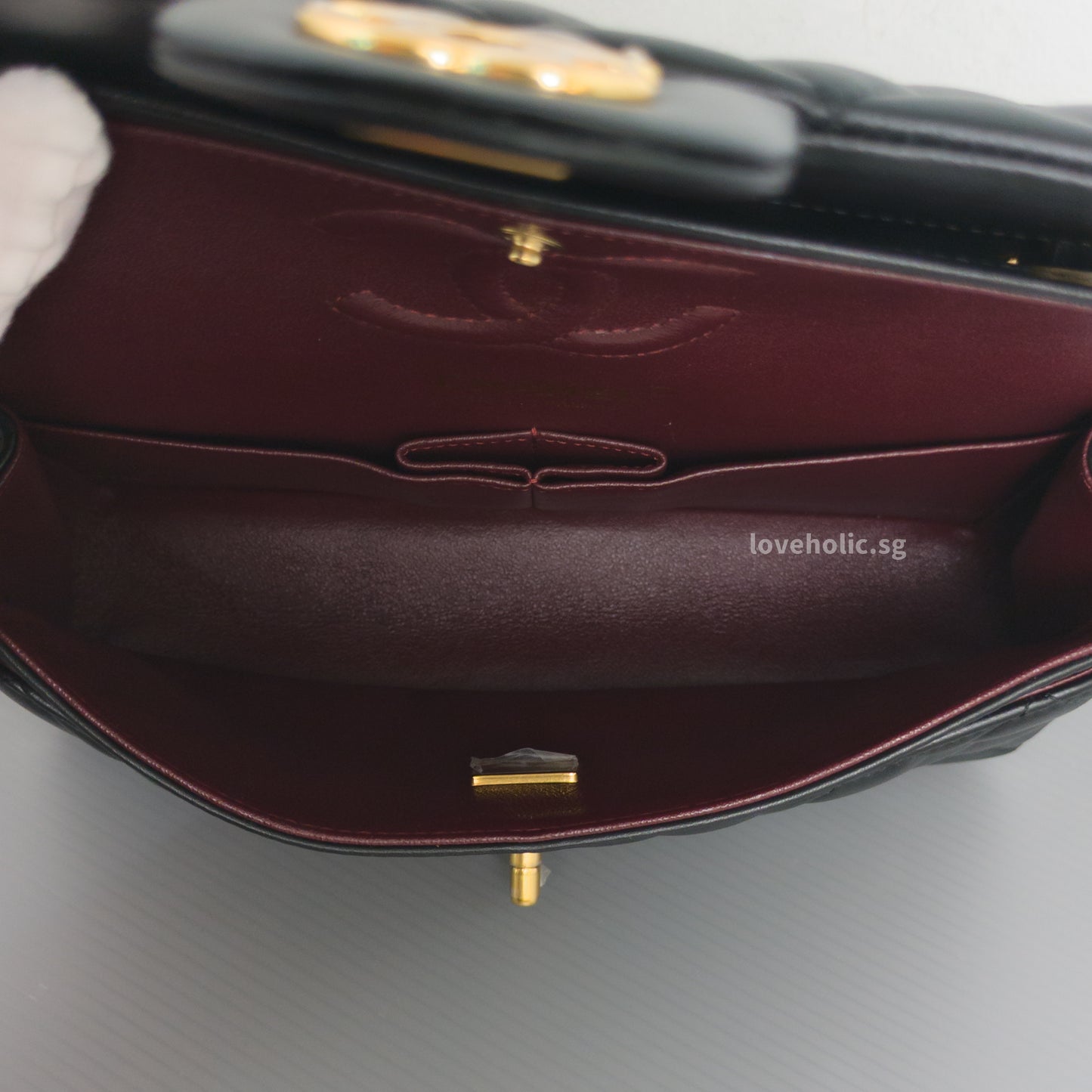 Chanel Classic Flap Small | Black Lambskin Gold Hardware-details