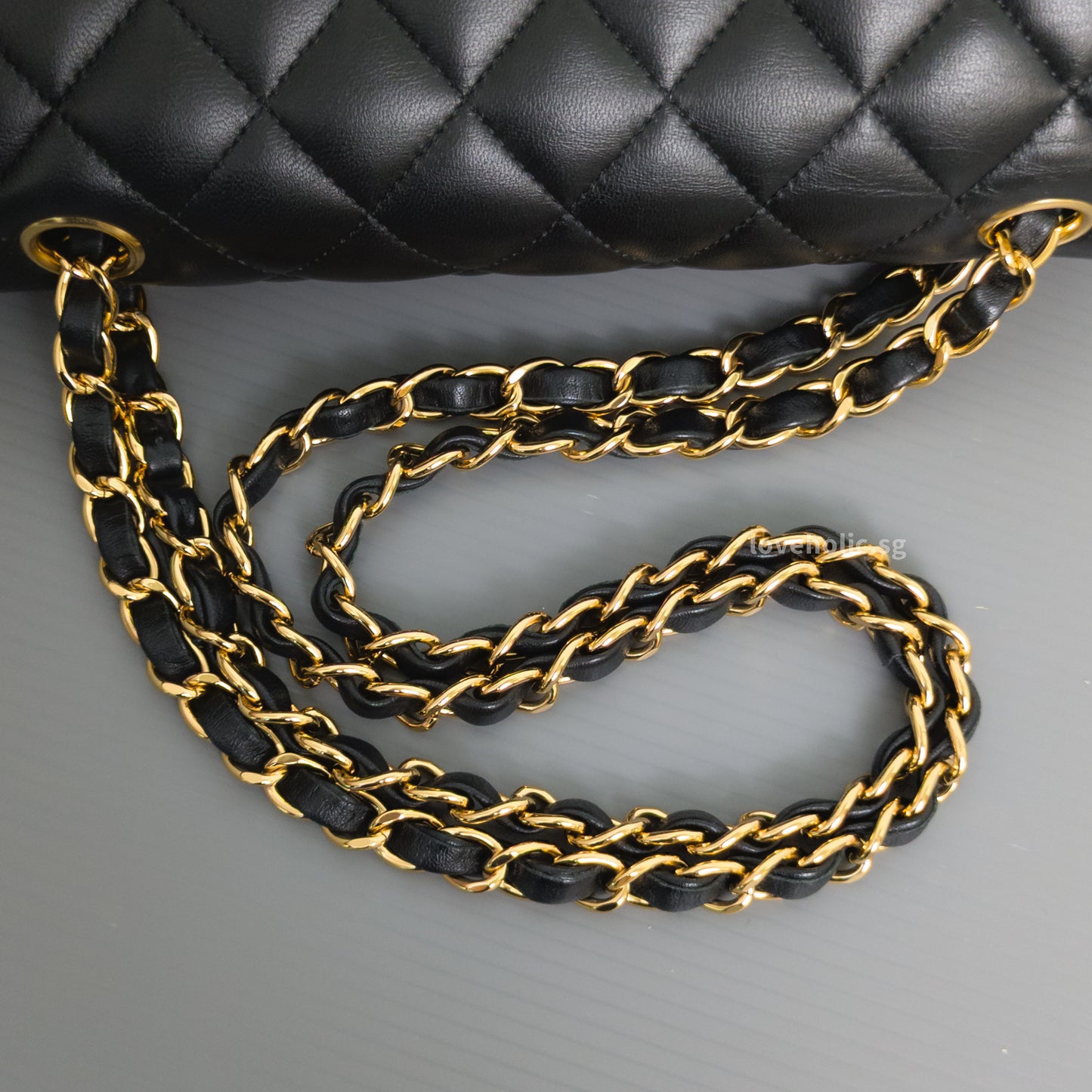 Chanel Classic Flap Small | Black Lambskin Gold Hardware-details