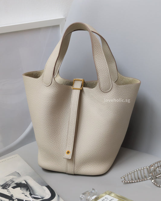 Hermes Picotin Lock 18 Beton Taurillon Clemence Gold Hardware-front