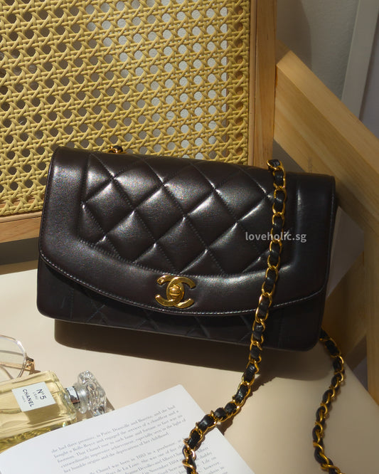Chanel Diana Small | Black Lambskin 24K Gold Hardware-front