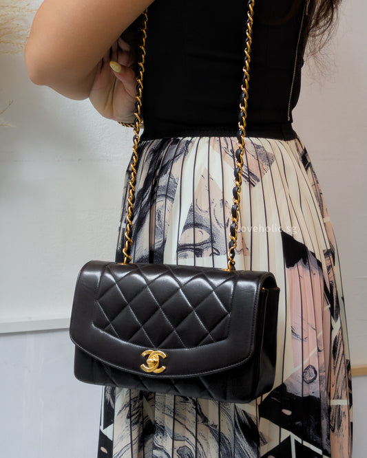 Chanel Diana Small | Black Lambskin 24K Gold Hardware-model