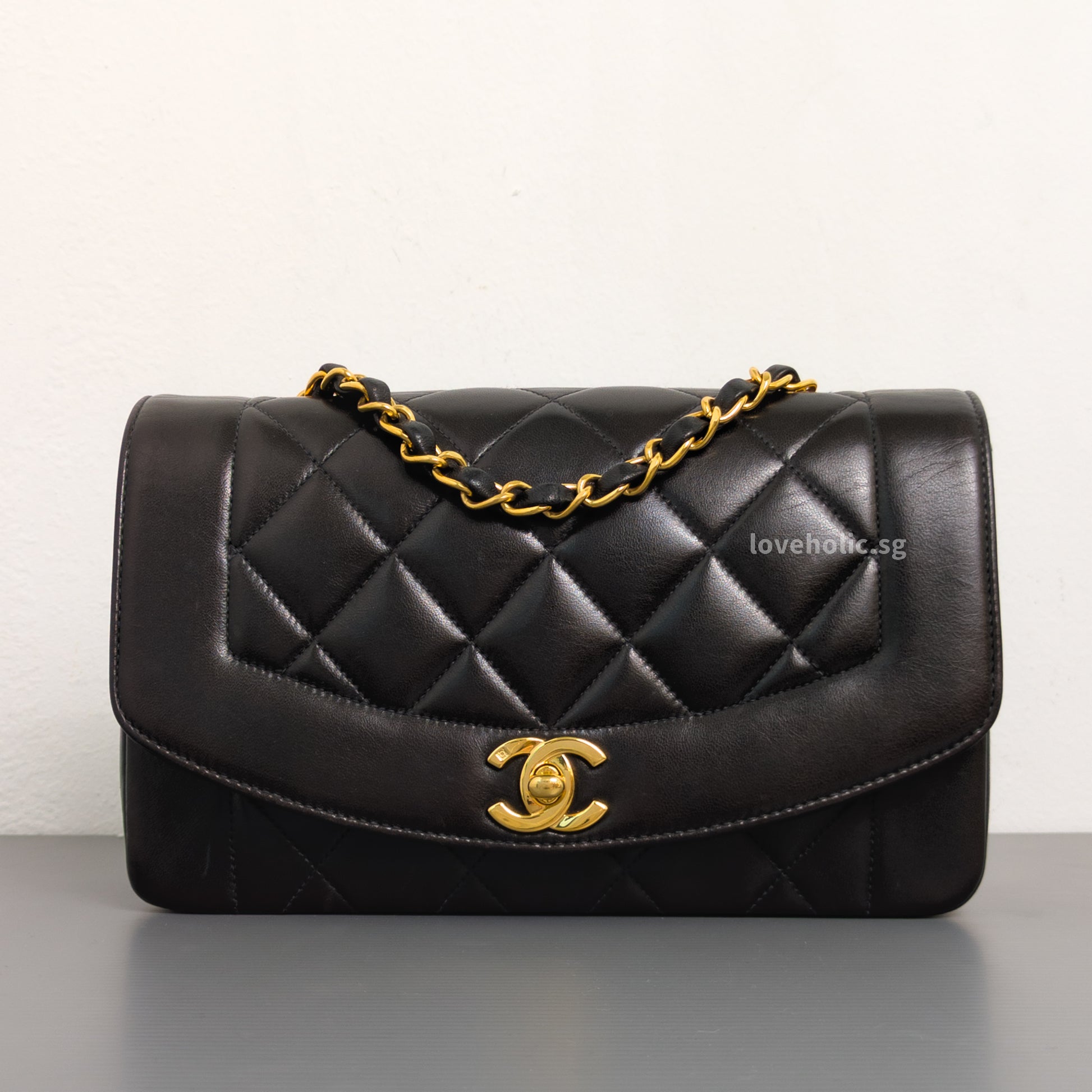 Chanel Diana Small | Black Lambskin 24K Gold Hardware-front1