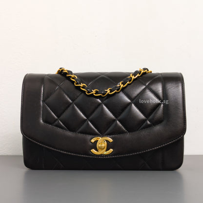 Chanel Diana Small | Black Lambskin 24K Gold Hardware-front1