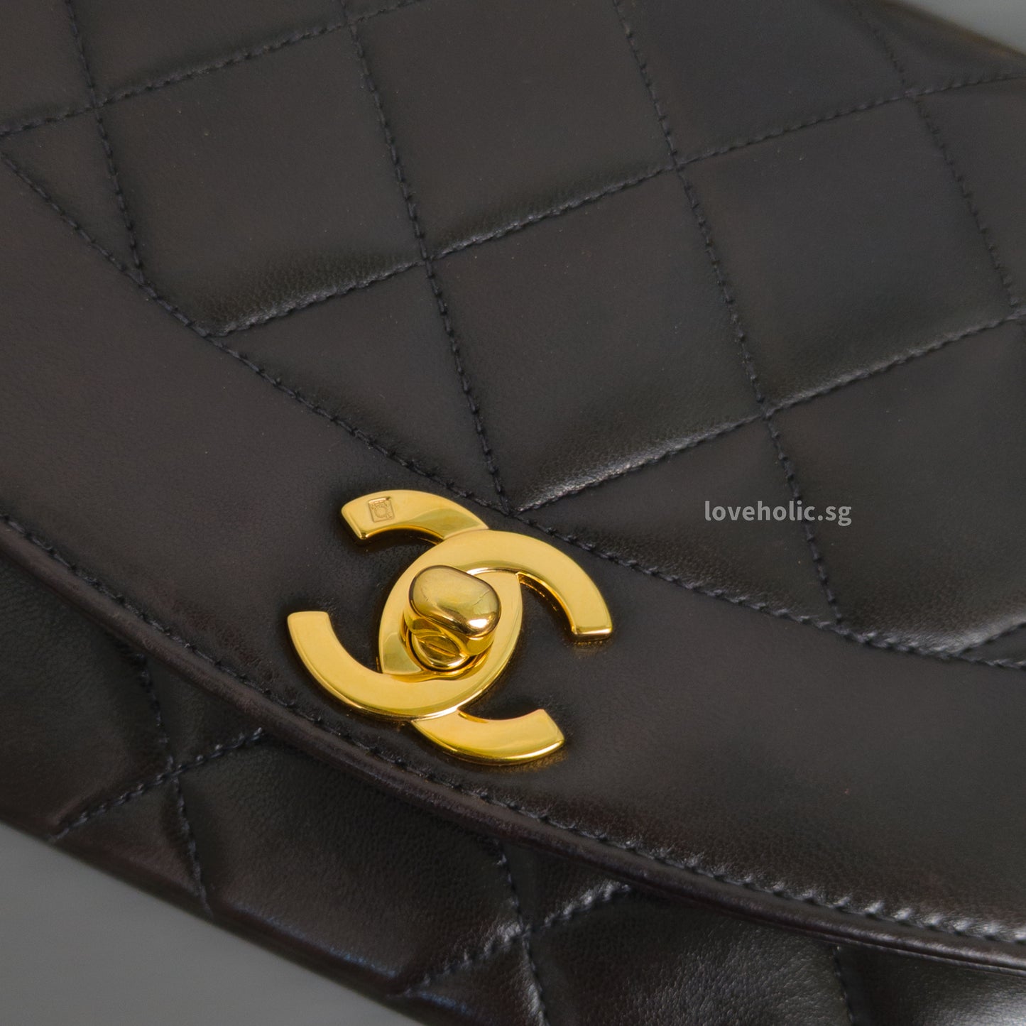 Chanel Diana Small | Black Lambskin 24K Gold Hardware-details