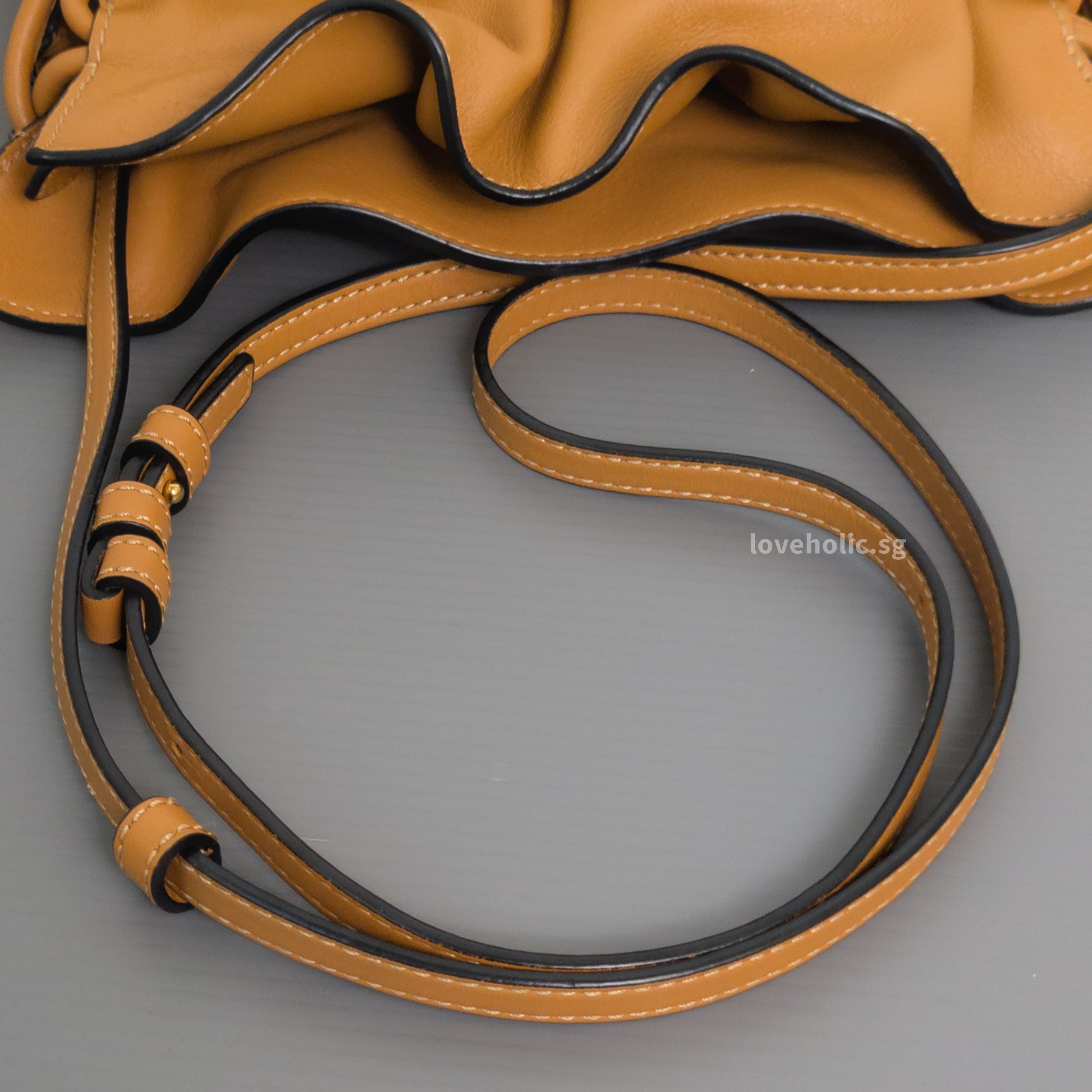 Loewe Flamenco Mini | Warm Desert Calfskin Gold Hardware-details