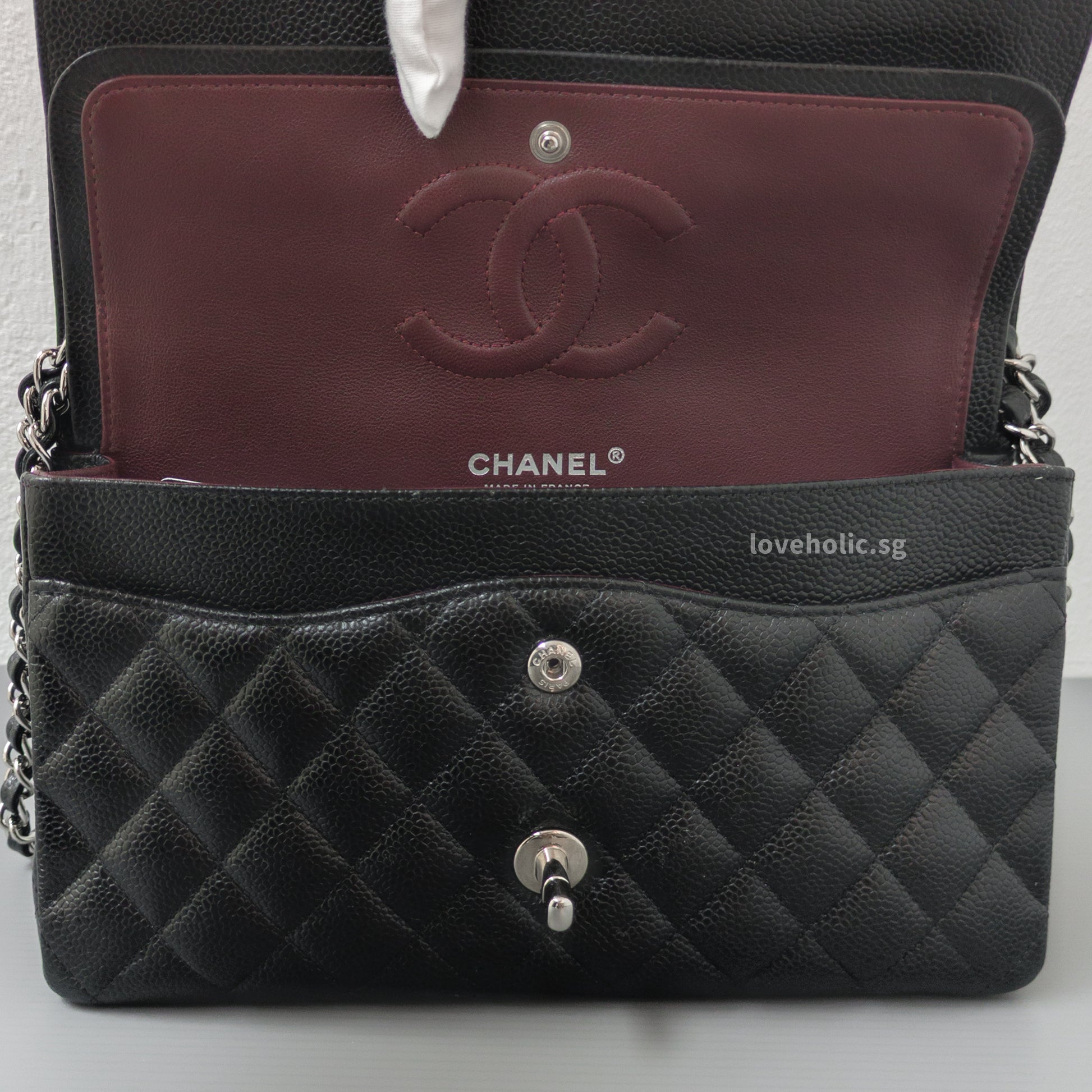 Chanel Classic Flap Medium | Black Caviar Silver Hardware-details