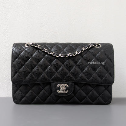 Chanel Classic Flap Medium | Black Caviar Silver Hardware-front1