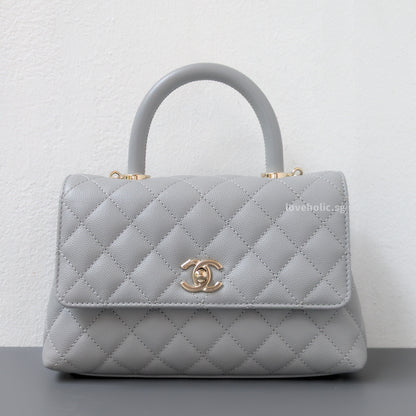 Chanel Coco Handle Small | 24K Grey Caviar Light Gold Hardware-front1