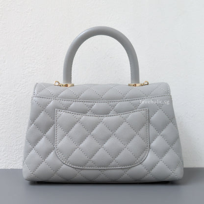 Chanel Coco Handle Small | 24K Grey Caviar Light Gold Hardware-back