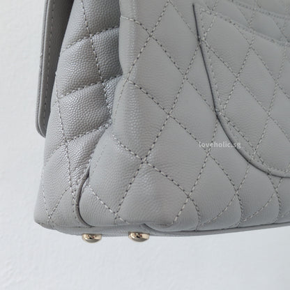 Chanel Coco Handle Small | 24K Grey Caviar Light Gold Hardware-details