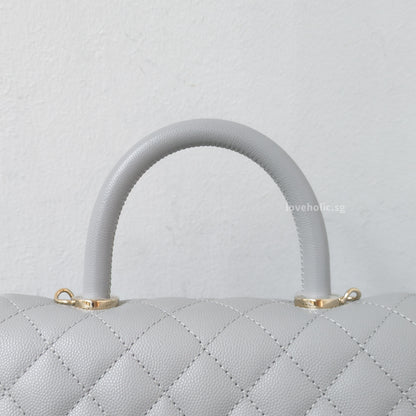 Chanel Coco Handle Small | 24K Grey Caviar Light Gold Hardware-details