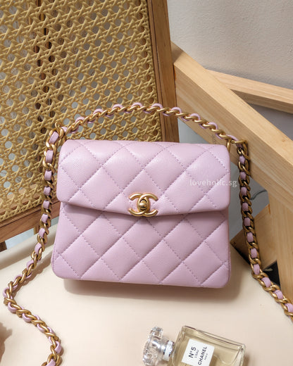 Chanel Seasonal Top Handle Flap Bag 24S Light Pink/Purple Caviar Gold Hardware-front