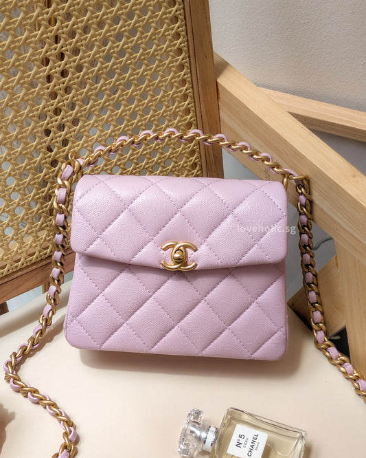 Chanel Seasonal Top Handle Flap Bag 24S Light Pink/Purple Caviar Gold Hardware-front