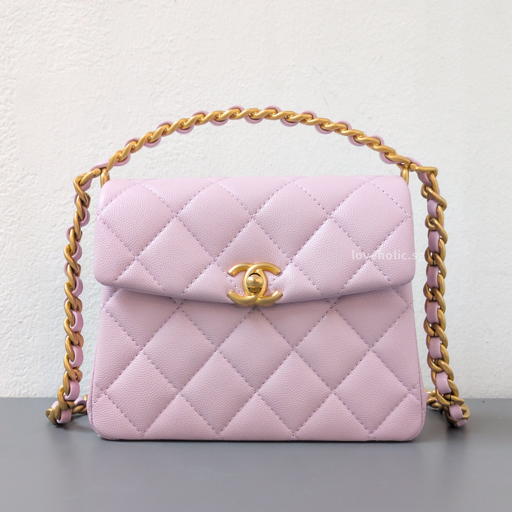 Chanel Seasonal Top Handle Flap Bag 24S Light Pink/Purple Caviar Gold Hardware-front1