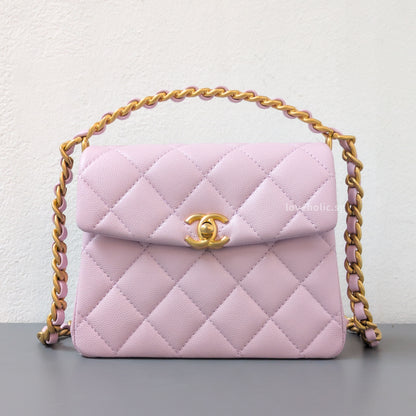 Chanel Seasonal Top Handle Flap Bag 24S Light Pink/Purple Caviar Gold Hardware-front1