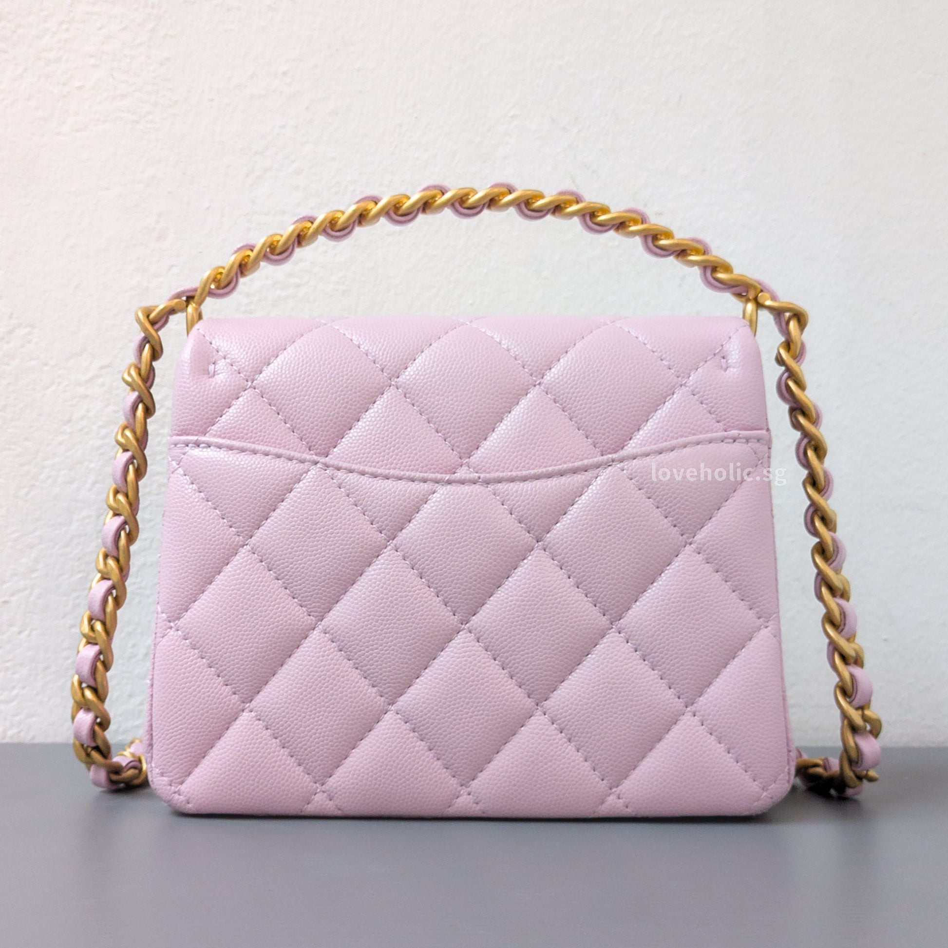 Chanel Seasonal Top Handle Flap Bag 24S Light Pink/Purple Caviar Gold Hardware-back