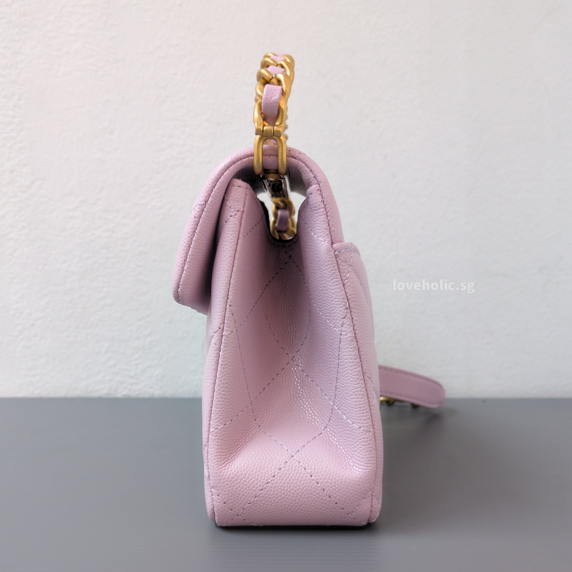 Chanel Seasonal Top Handle Flap Bag 24S Light Pink/Purple Caviar Gold Hardware-side