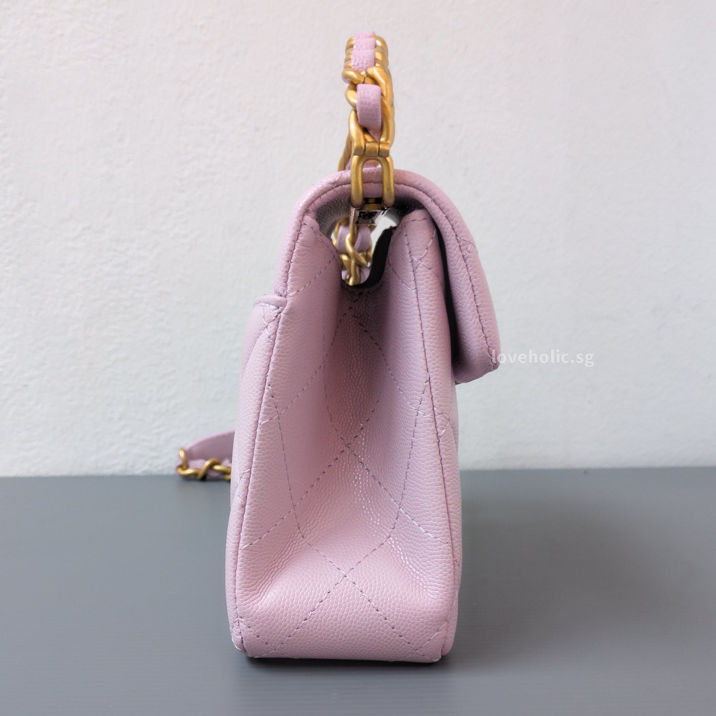 Chanel Seasonal Top Handle Flap Bag 24S Light Pink/Purple Caviar Gold Hardware-details