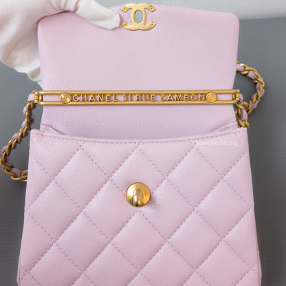 Chanel Seasonal Top Handle Flap Bag 24S Light Pink/Purple Caviar Gold Hardware-details
