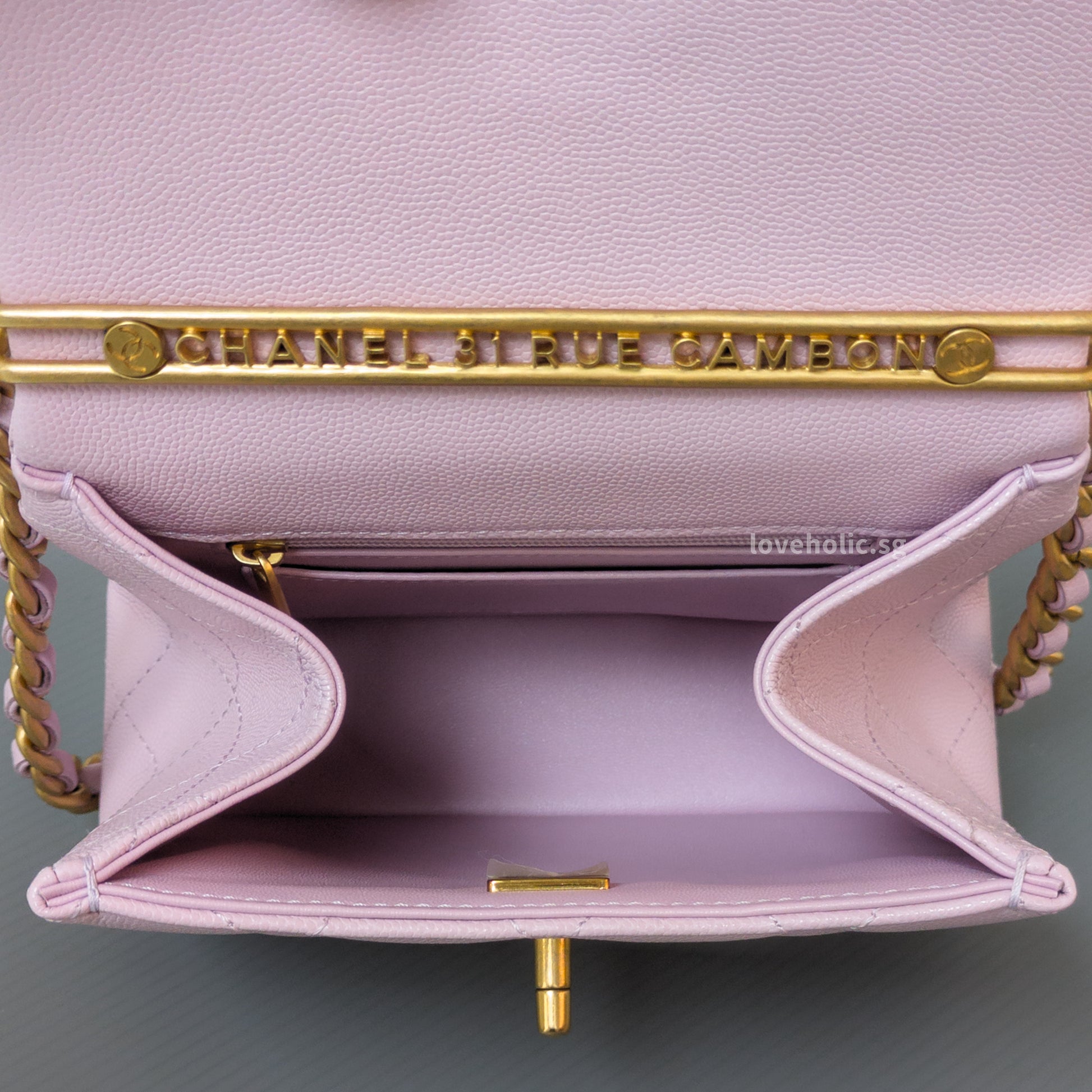 Chanel Seasonal Top Handle Flap Bag 24S Light Pink/Purple Caviar Gold Hardware-details