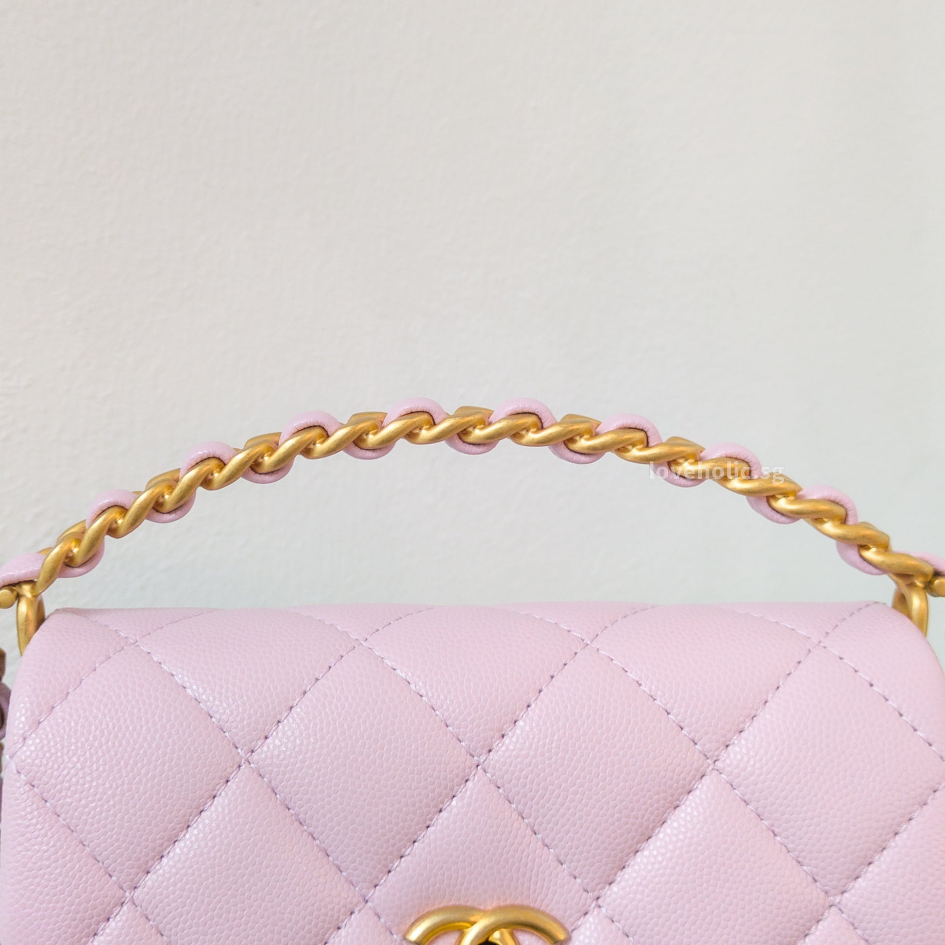 Chanel Seasonal Top Handle Flap Bag 24S Light Pink/Purple Caviar Gold Hardware-details