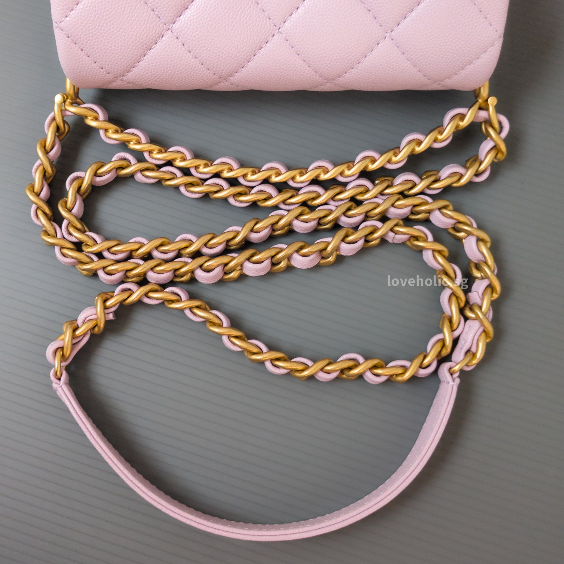 Chanel Seasonal Top Handle Flap Bag 24S Light Pink/Purple Caviar Gold Hardware-details