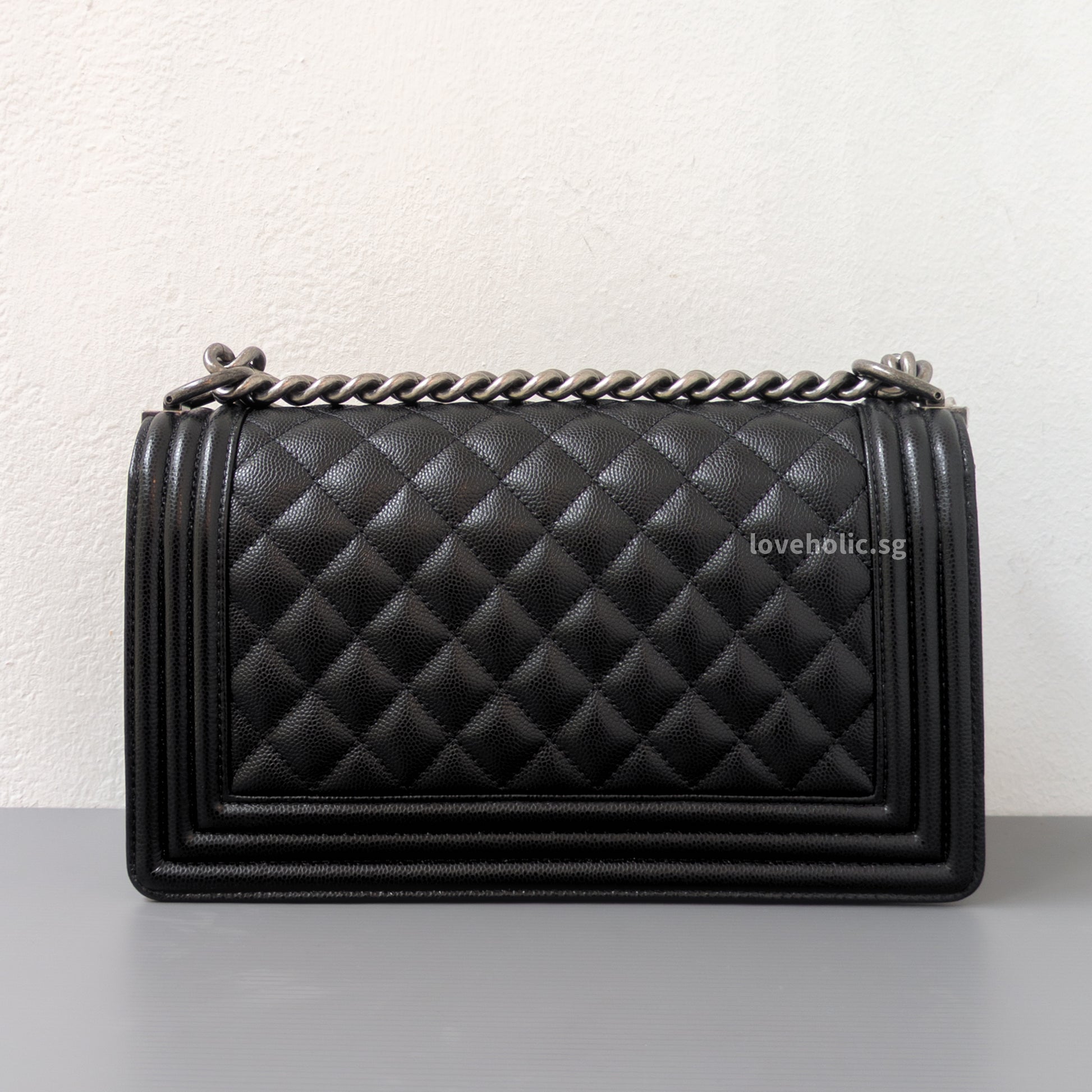 Chanel Boy Medium | Black Caviar Ruthenium Hardware-back