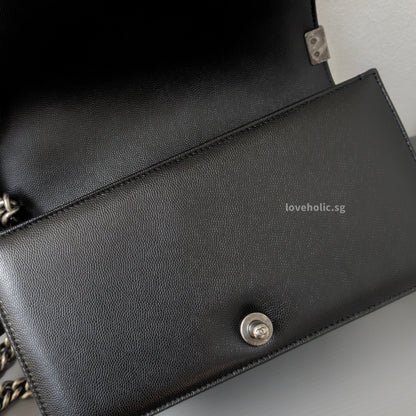 Chanel Boy Medium | Black Caviar Ruthenium Hardware-details