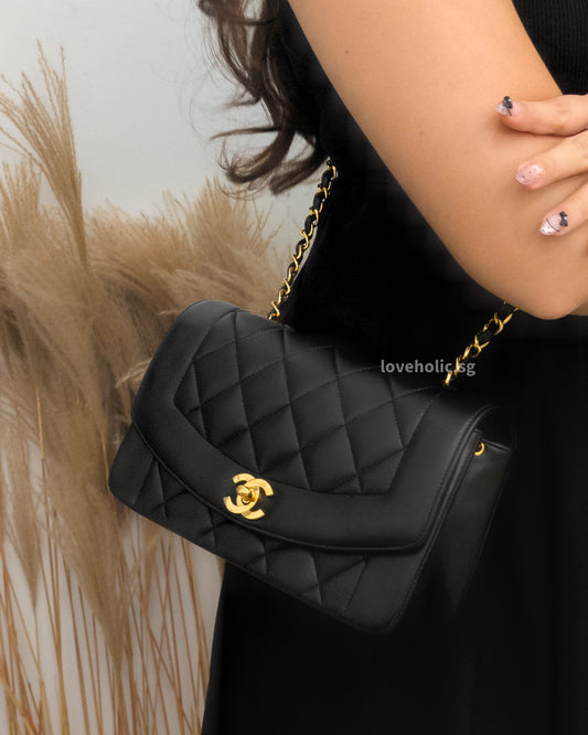 Chanel Diana Small | Black Lambskin 24K Gold Hardware-model