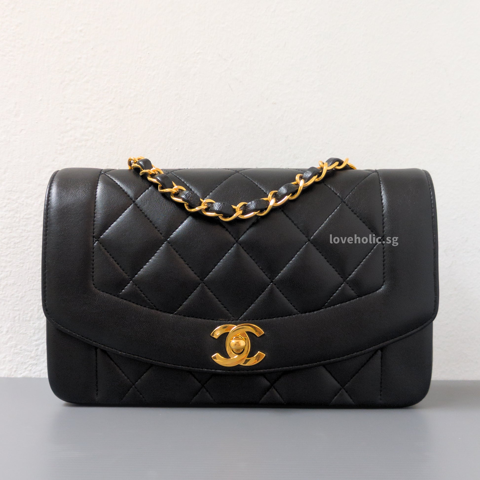 Chanel Diana Small | Black Lambskin 24K Gold Hardware-front1