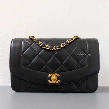 Chanel Diana Small | Black Lambskin 24K Gold Hardware-front1