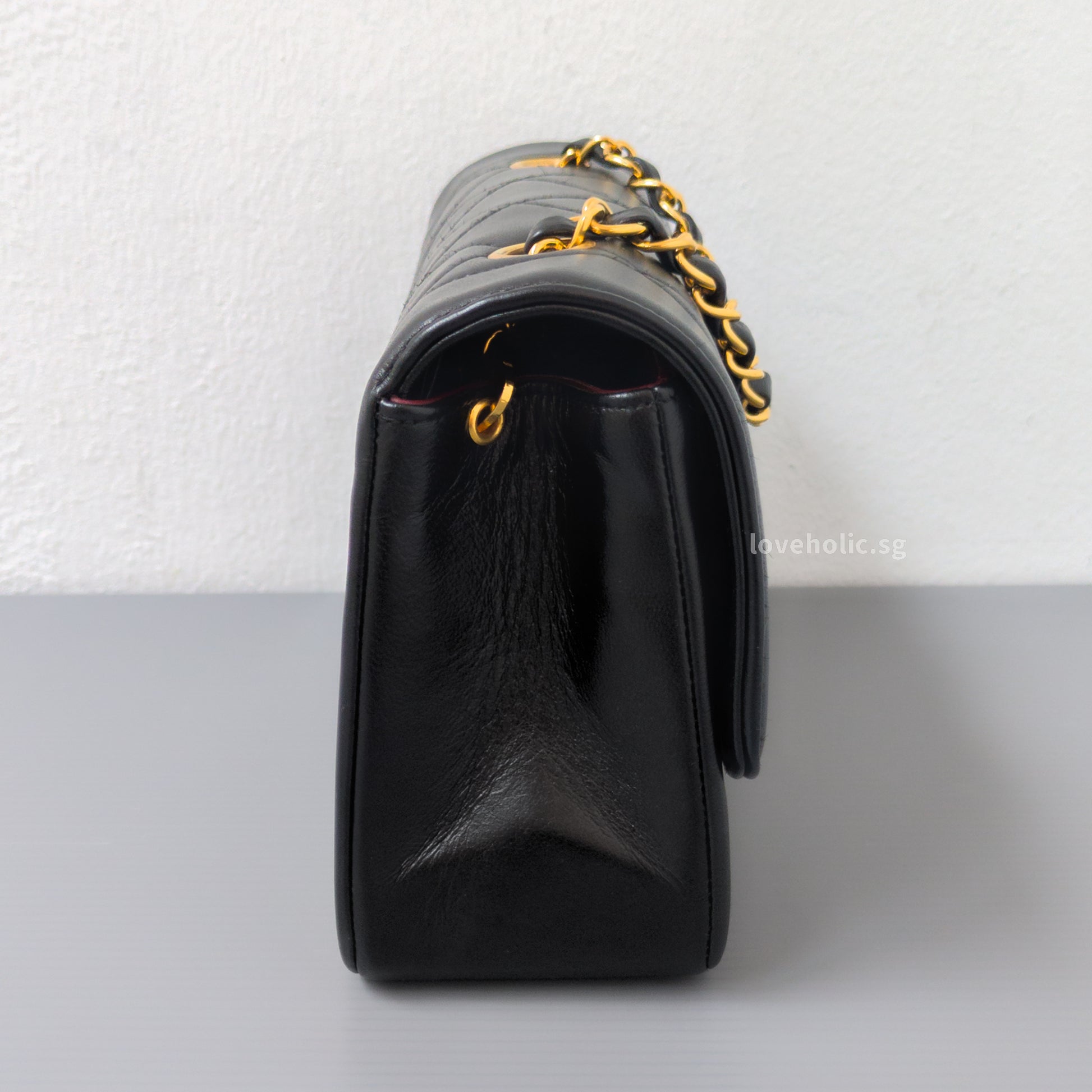 Chanel Diana Small | Black Lambskin 24K Gold Hardware-side