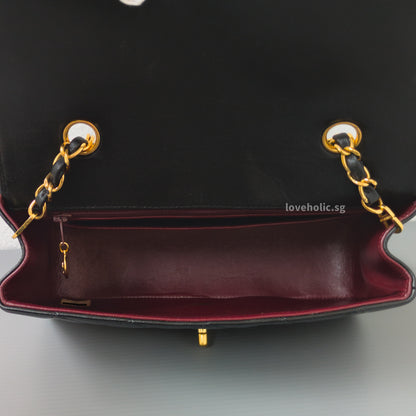 Chanel Diana Small | Black Lambskin 24K Gold Hardware-details